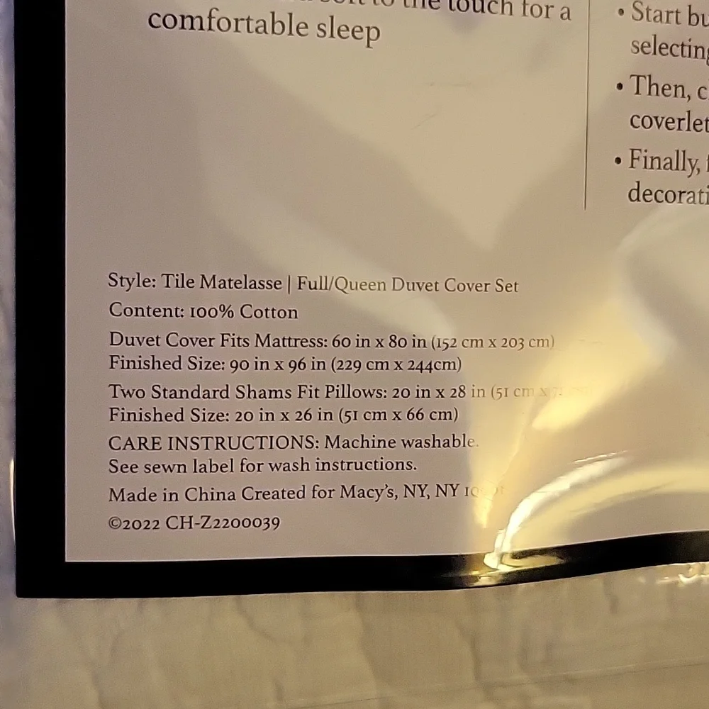 Charter Club Damask Collection White Tile Matelasse Full/Queen Duvet Cover New…